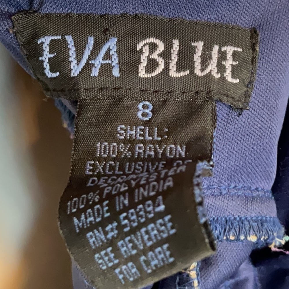 Eva Blue dress w/beaded detailing size 8 - Picture 6 of 6